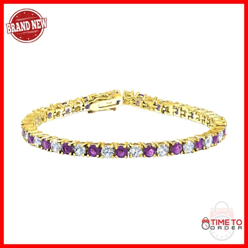 7.5 Inch Tennis Bracelet 12 CT CZ 14K Gold Plated 44 Stones